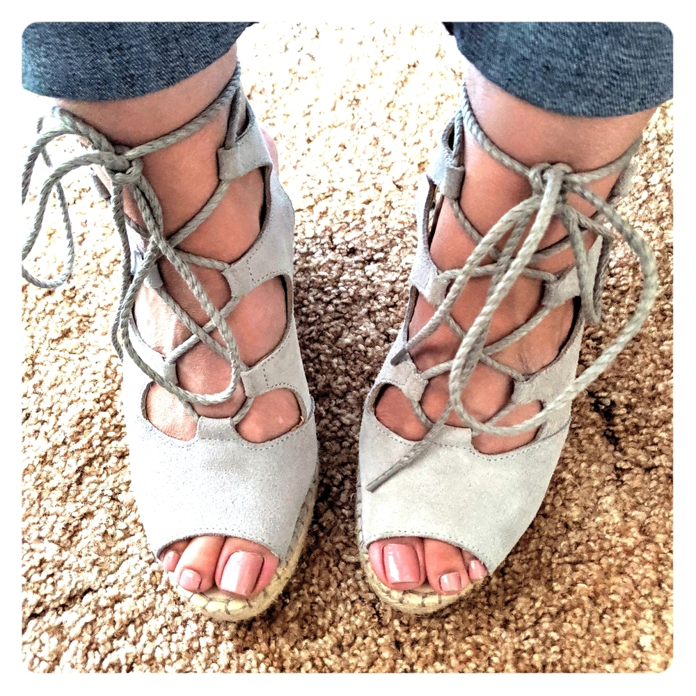 Grey suede espadrilles